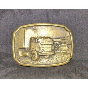 Semi Trucker Box Truck Delivery Driver - Solid Brass BTS Vintage Belt Buckle